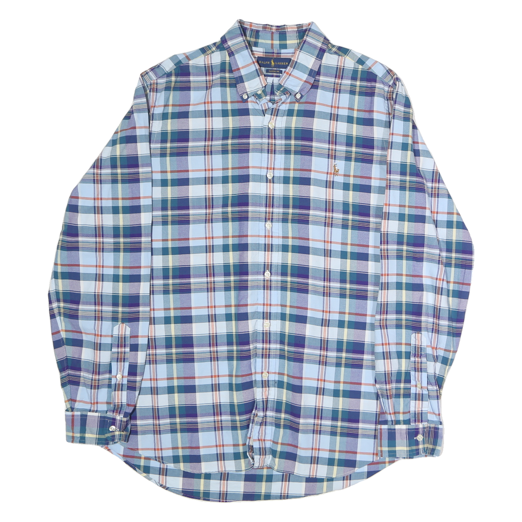 RALPH LAUREN Mens Blue Green Plaid Shirt XL Classic Fit Cotton Button Down