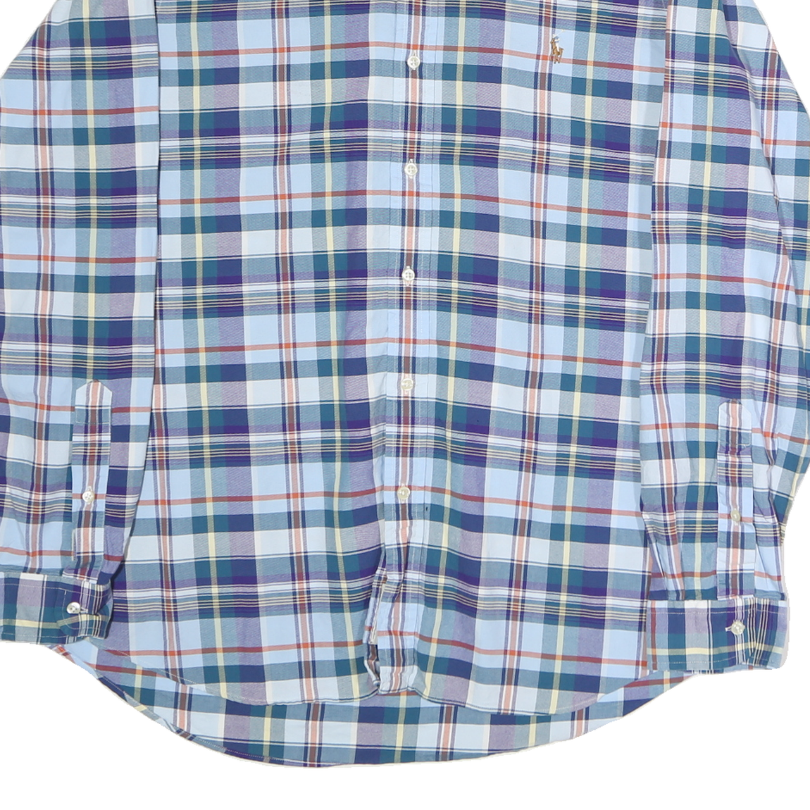 RALPH LAUREN Mens Blue Green Plaid Shirt XL Classic Fit Cotton Button Down