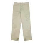 DICKIES Mens Regular Fit Beige Cotton Blend Zip Trousers W33 L32 Workwear