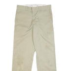 DICKIES Mens Regular Fit Beige Cotton Blend Zip Trousers W33 L32 Workwear