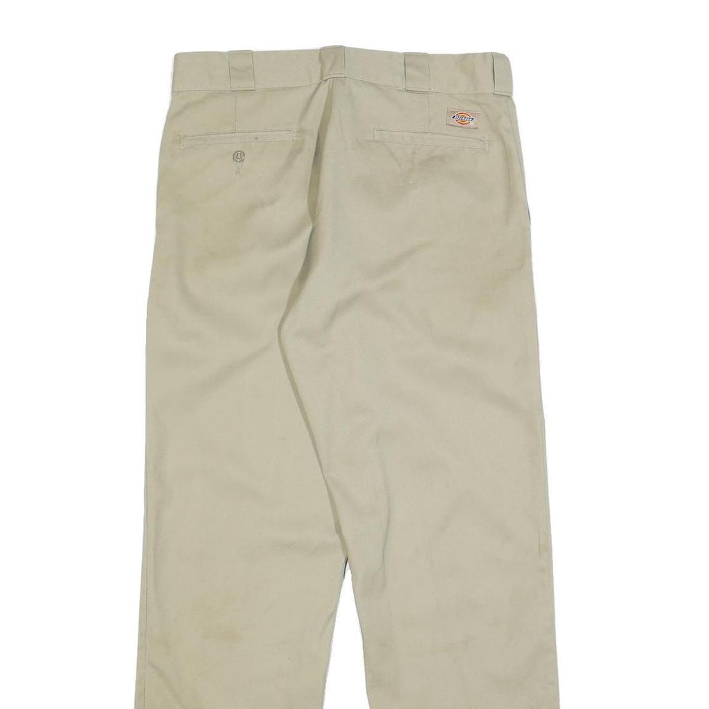 DICKIES Mens Regular Fit Beige Cotton Blend Zip Trousers W33 L32 Workwear