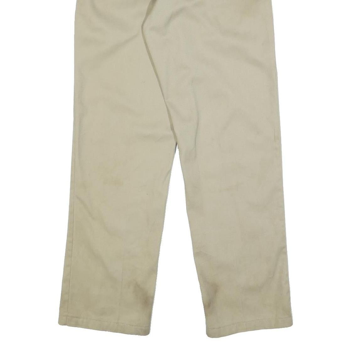 DICKIES Mens Regular Fit Beige Cotton Blend Zip Trousers W33 L32 Workwear