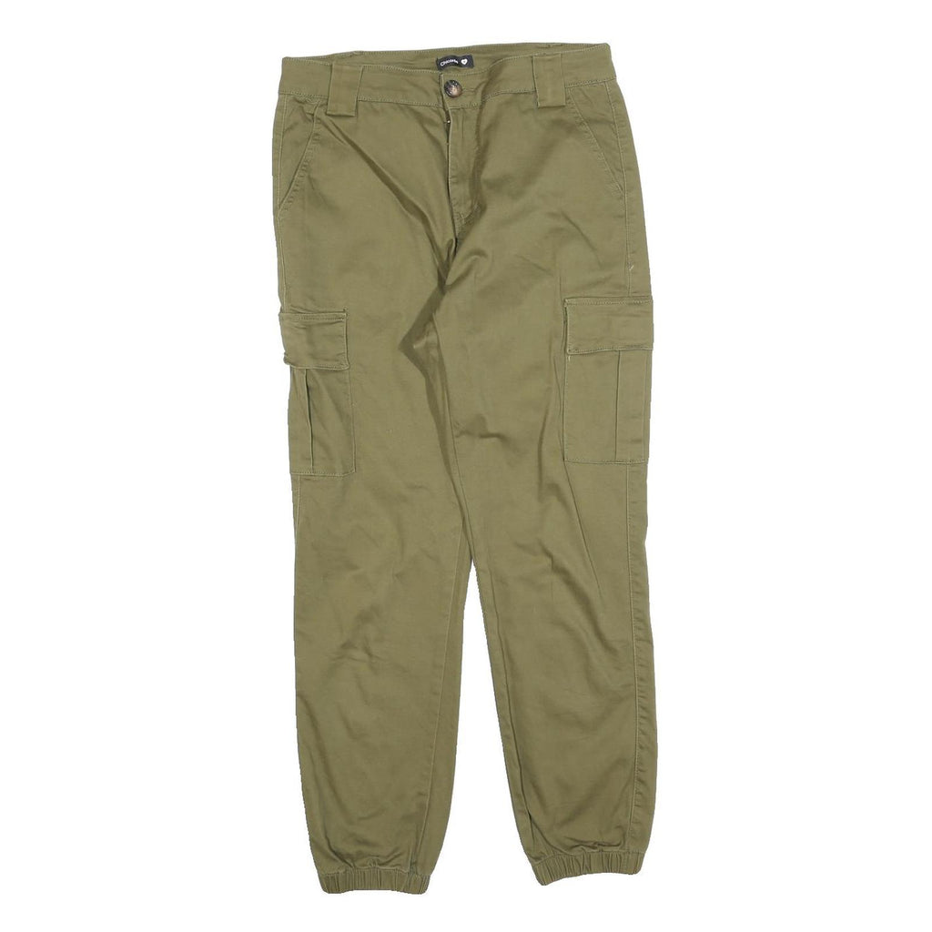 CHICOREE Womens Cotton Blend Olive Slim Cargo Trousers W30 L27 Zip Closure