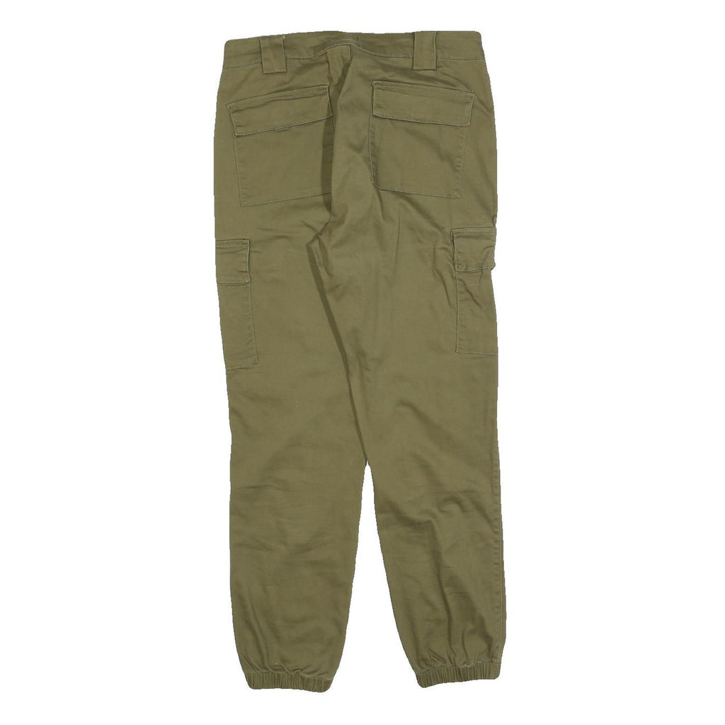 CHICOREE Womens Cotton Blend Olive Slim Cargo Trousers W30 L27 Zip Closure