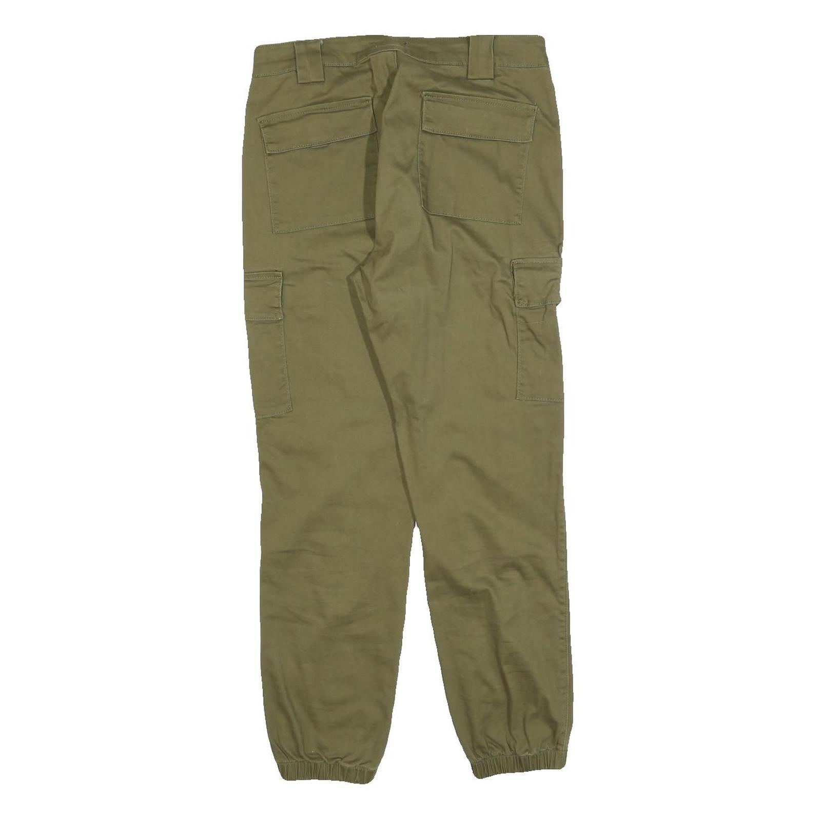 CHICOREE Womens Cotton Blend Olive Slim Cargo Trousers W30 L27 Zip Closure