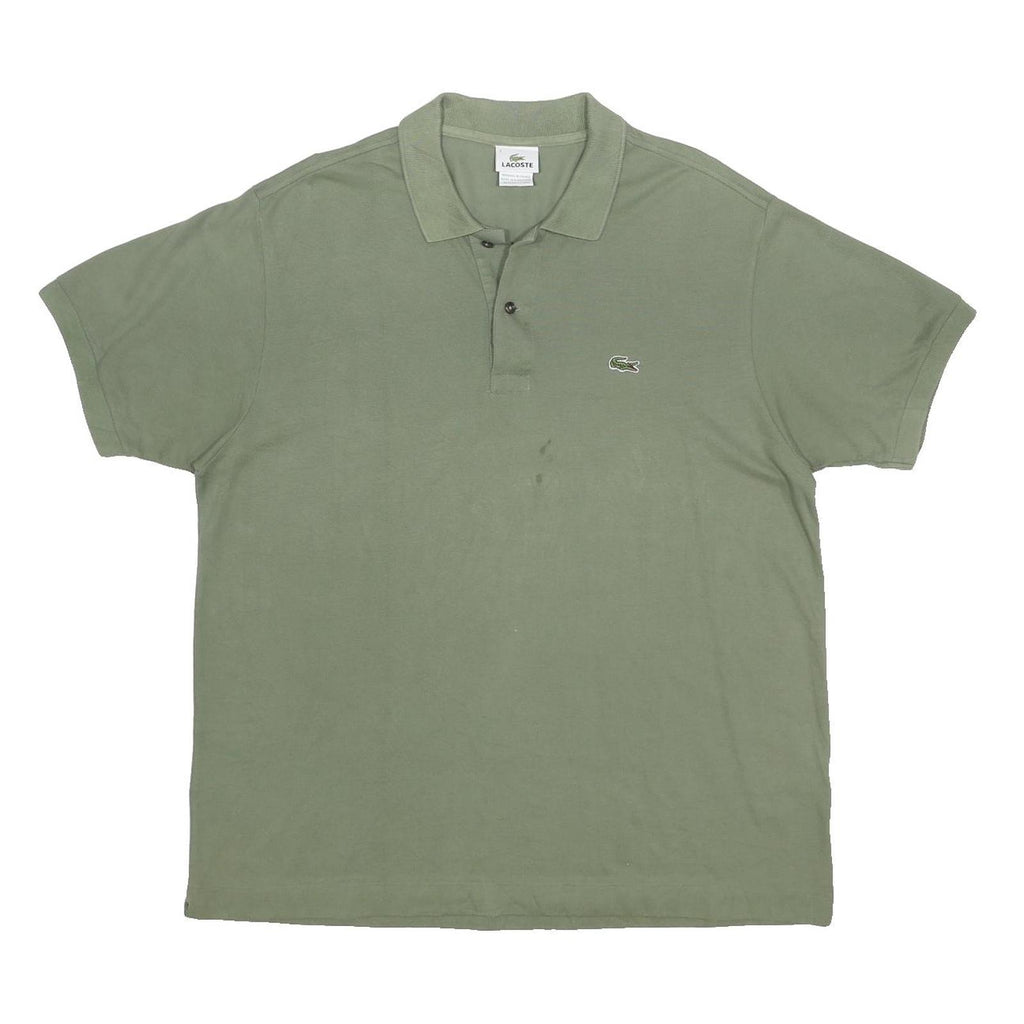 LACOSTE Mens Green Cotton Polo Shirt 2XL Croc Logo Short Sleeve Classic