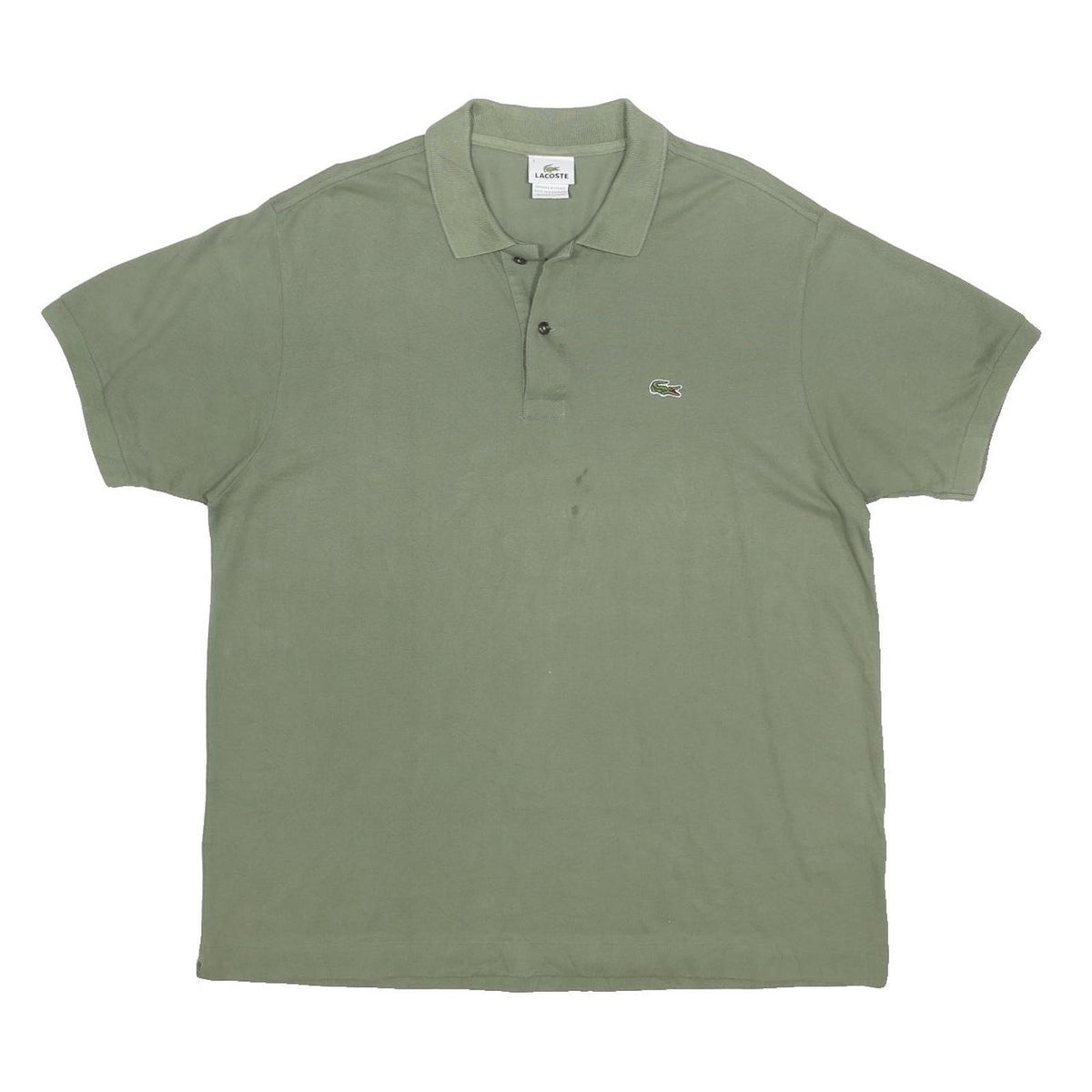 LACOSTE Mens Green Cotton Polo Shirt 2XL Croc Logo Short Sleeve Classic