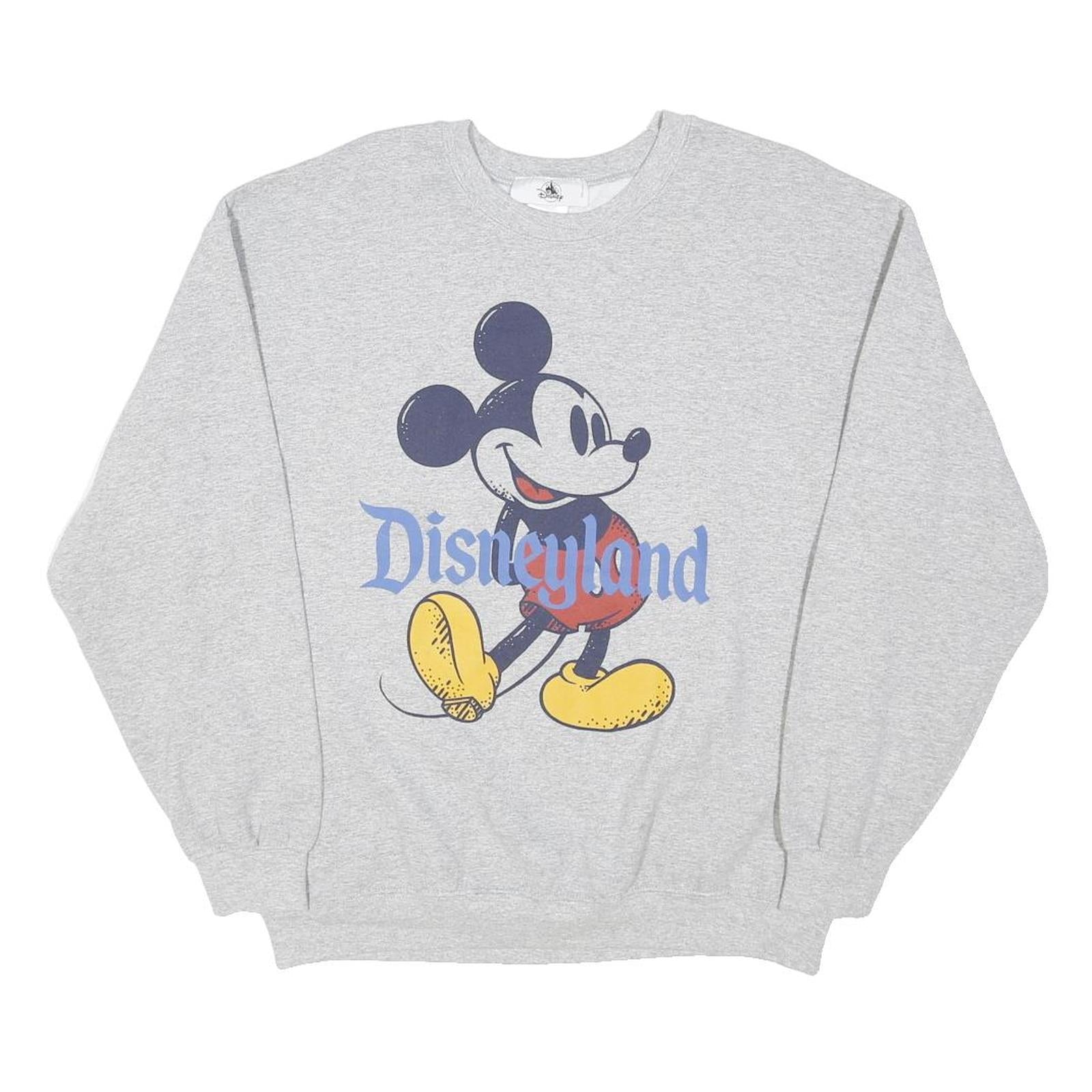 DISNEY Mens Grey Disneyland Mickey Mouse Crew Neck L Cotton Blend Sweatshirt