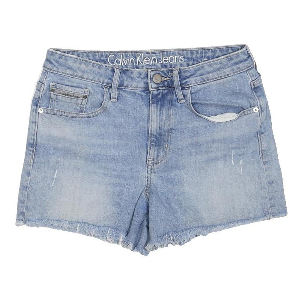 CALVIN KLEIN JEANS Womens Shorts Blue Denim Casual M W30 Frayed Hem