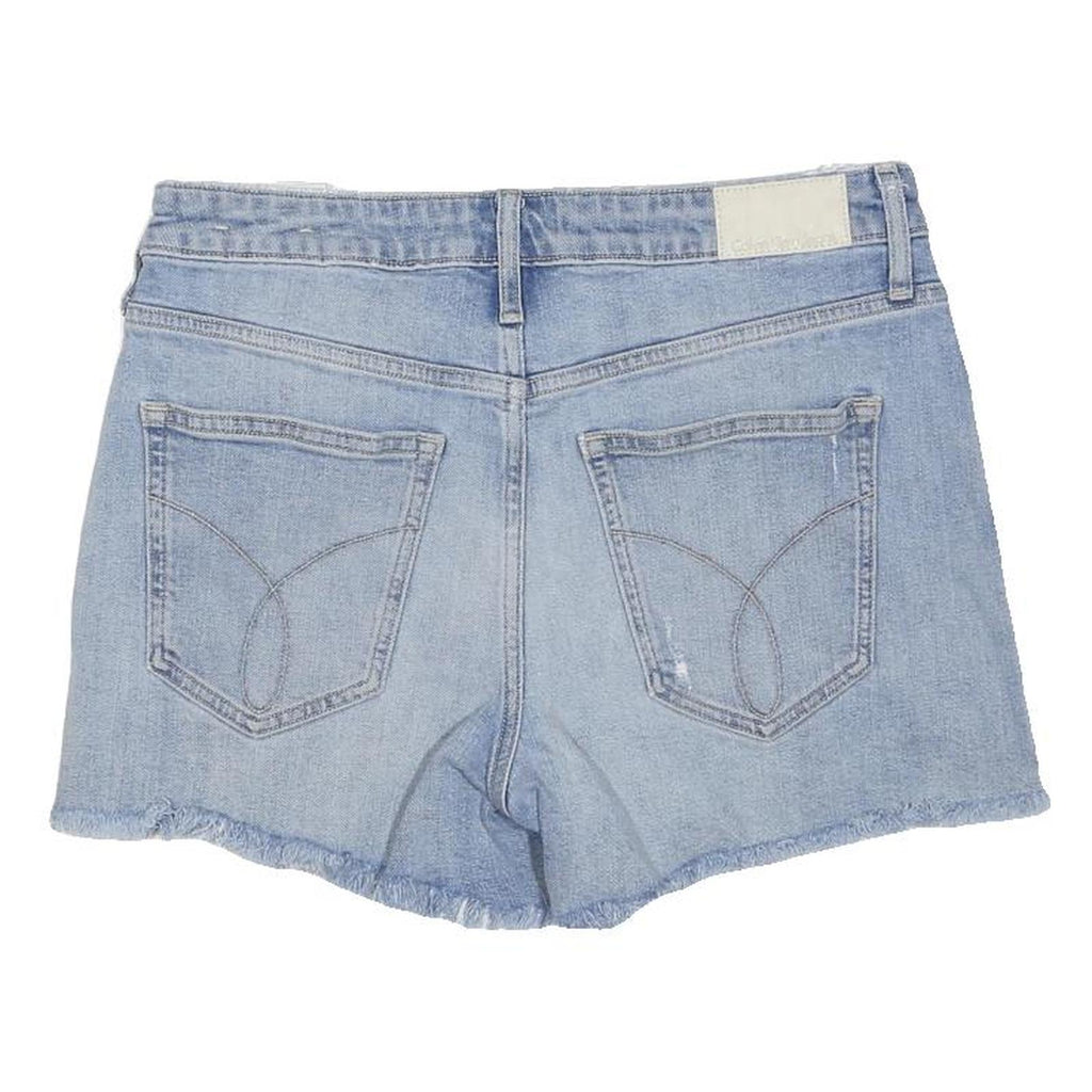 CALVIN KLEIN JEANS Womens Shorts Blue Denim Casual M W30 Frayed Hem