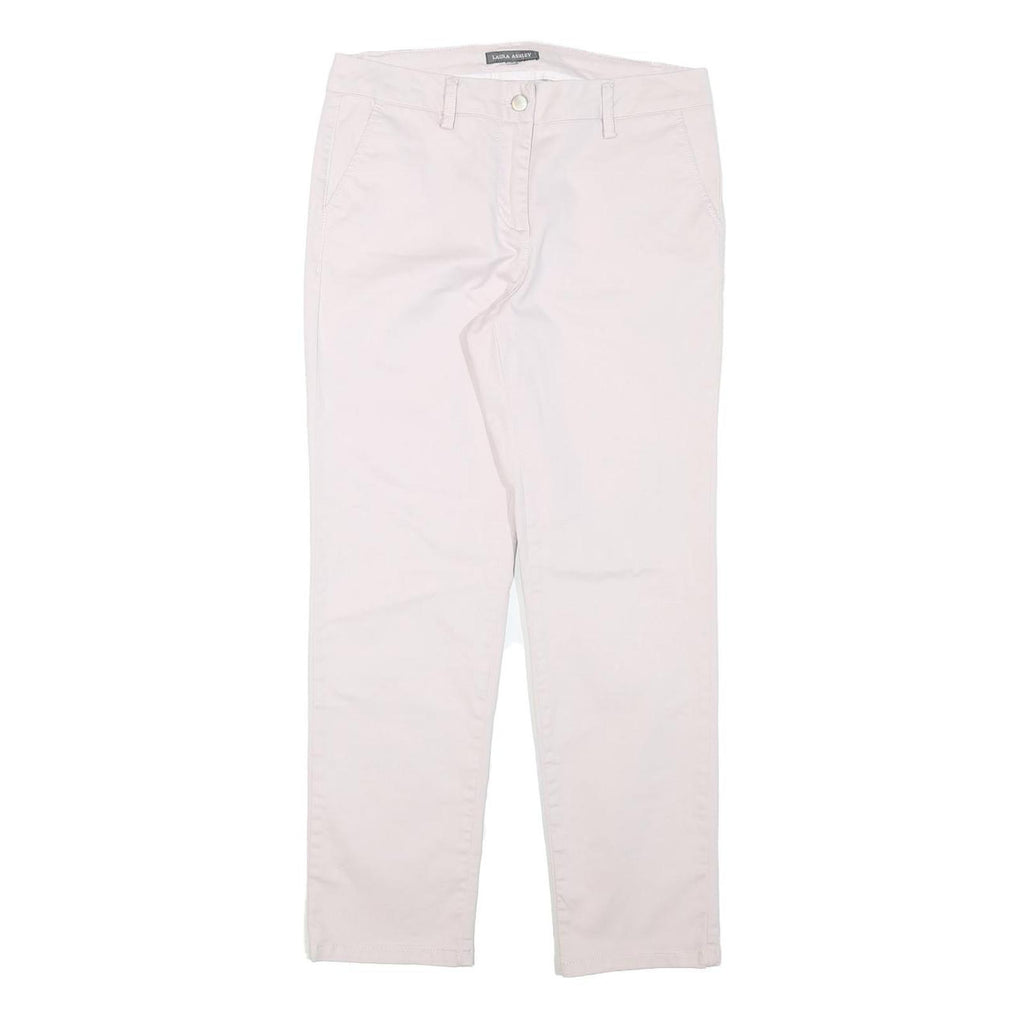 LAURA ASHLEY Womens Cotton Blend White Regular Fit Straight Leg Trousers W30 L26