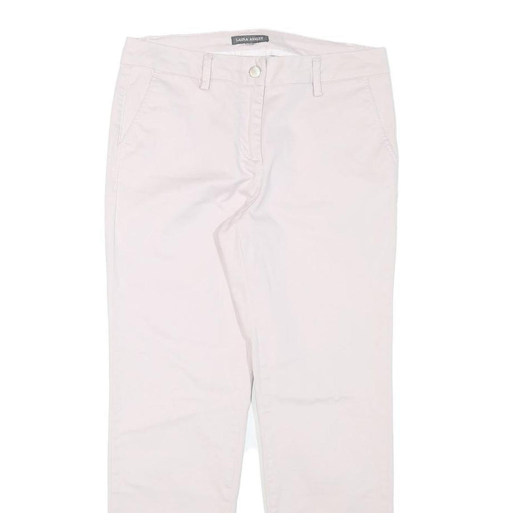 LAURA ASHLEY Womens Cotton Blend White Regular Fit Straight Leg Trousers W30 L26