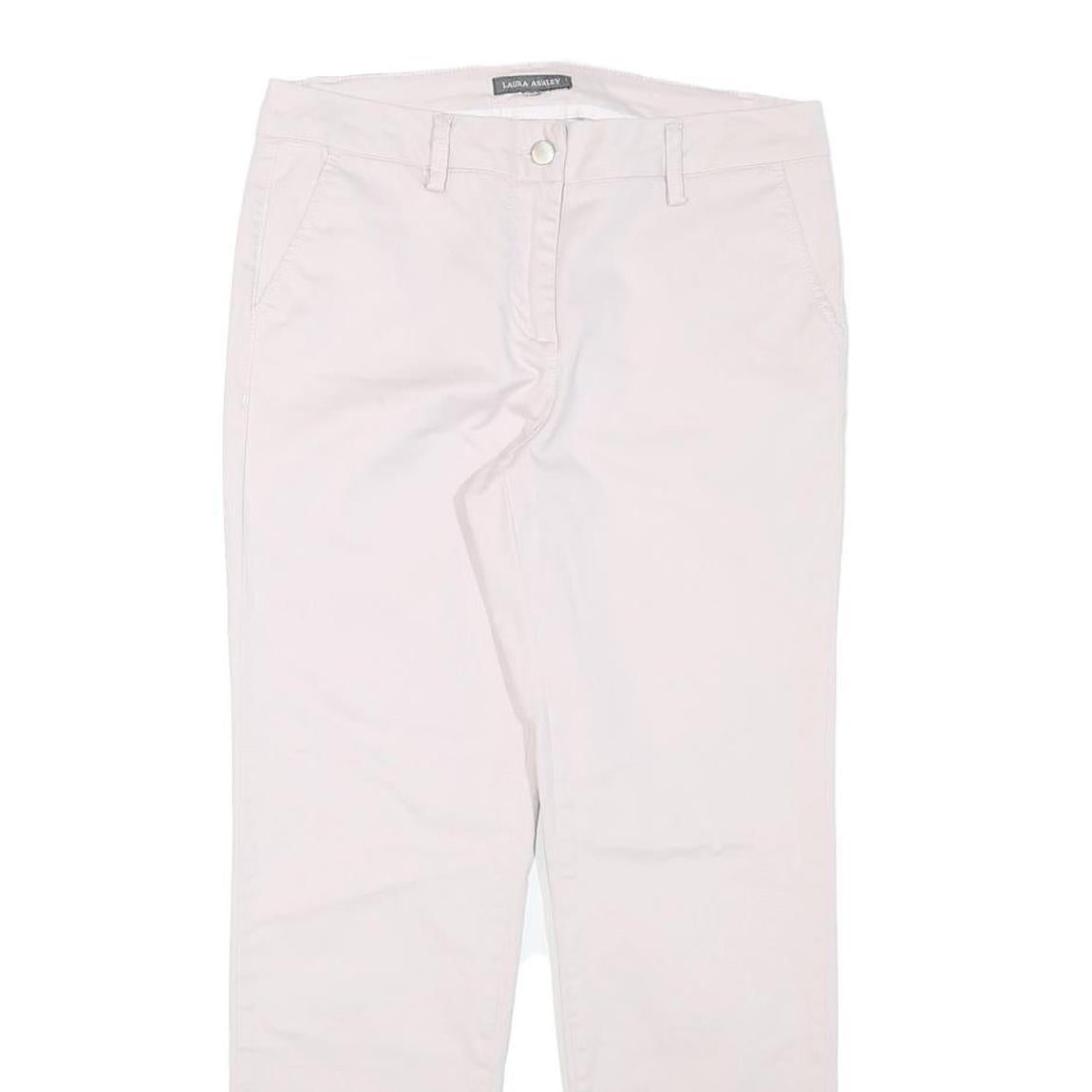 LAURA ASHLEY Womens Cotton Blend White Regular Fit Straight Leg Trousers W30 L26