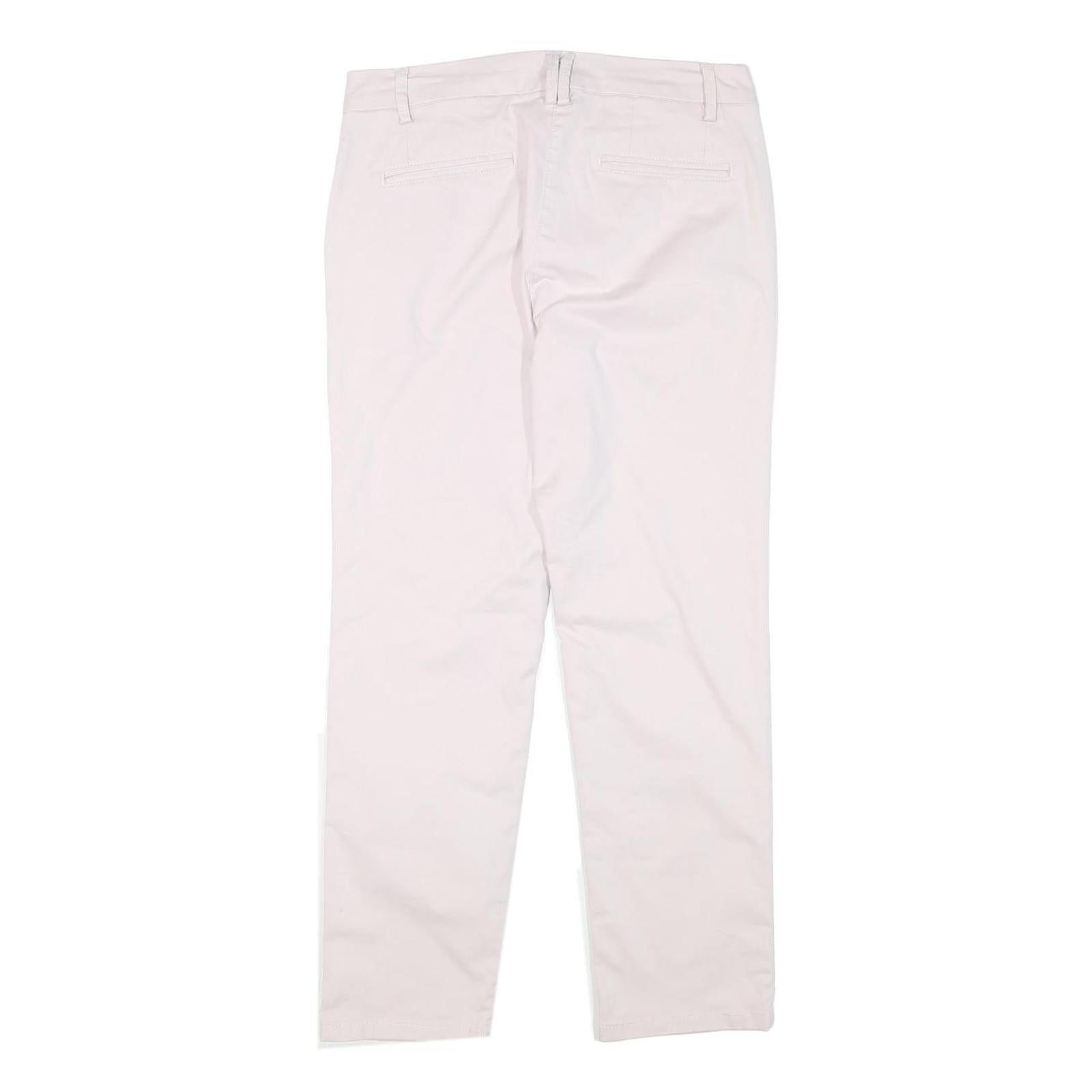 LAURA ASHLEY Womens Cotton Blend White Regular Fit Straight Leg Trousers W30 L26