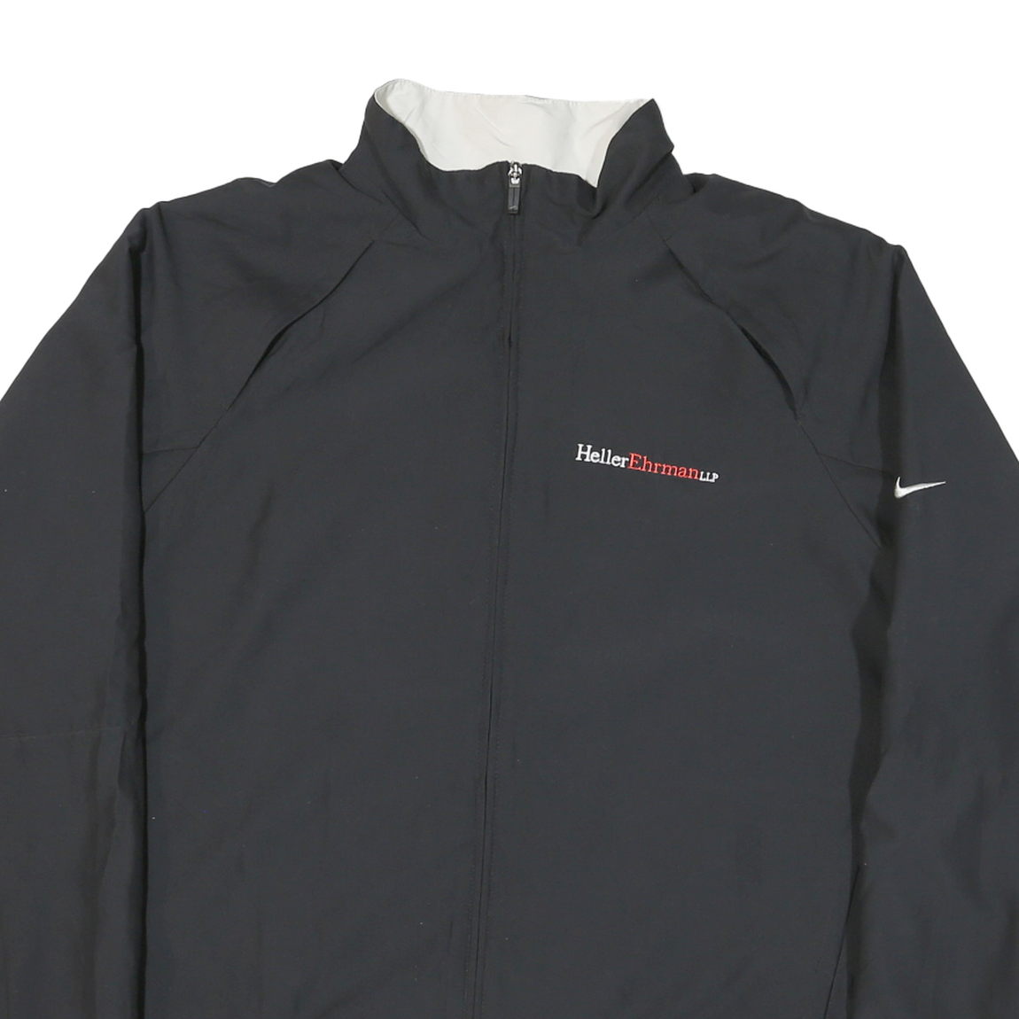 NIKE Mens Black Sports Logo Zip Jacket L Polyester Blend Plain Lightweight