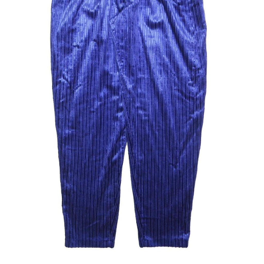 Womens Relaxed Blue Cotton Blend Zip Trousers W29 L30 Vertical Stripe Comfort