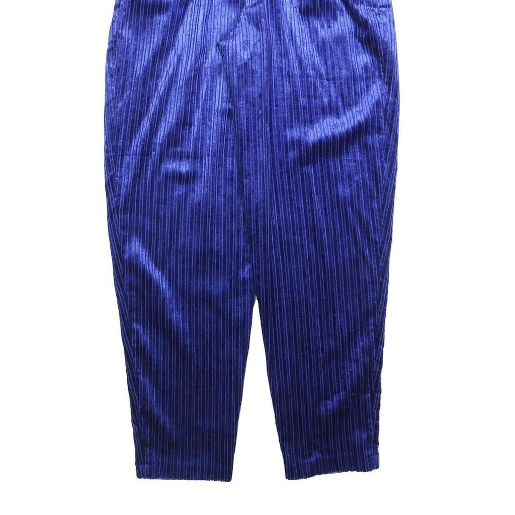 Womens Relaxed Blue Cotton Blend Zip Trousers W29 L30 Vertical Stripe Comfort