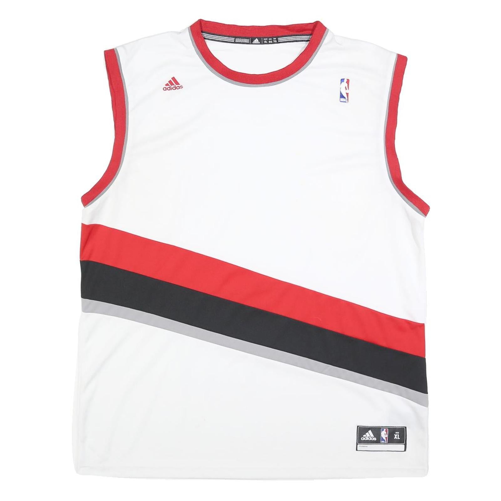 ADIDAS Mens White & Red NBA Graphic Sleeveless Crew Neck T-Shirt XL