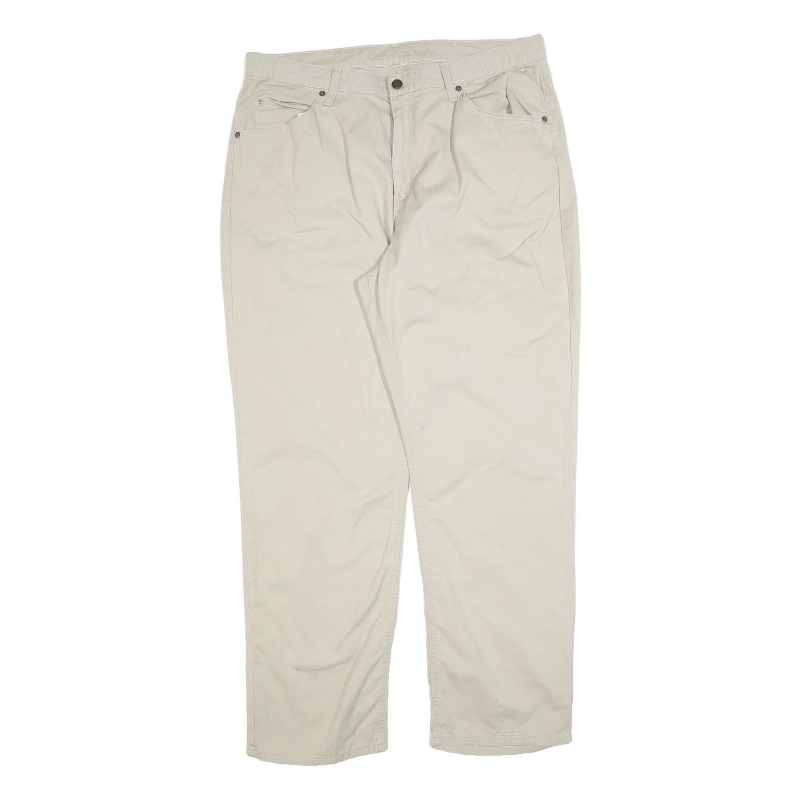 DICKIES Womens Cotton Blend Beige Relaxed Straight Trousers W36 L32 Workwear