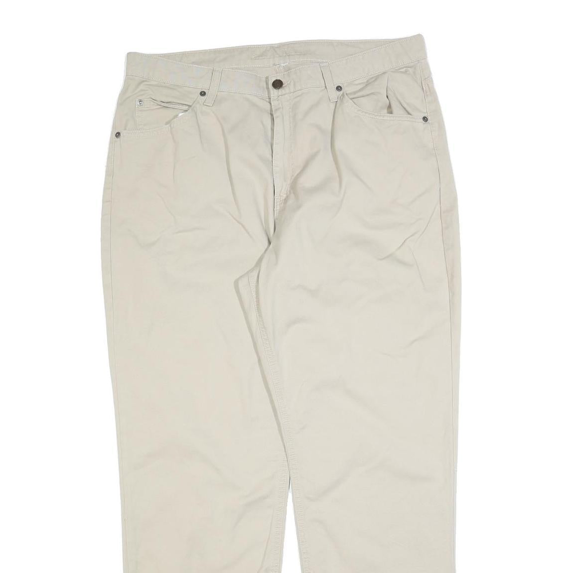 DICKIES Womens Cotton Blend Beige Relaxed Straight Trousers W36 L32 Workwear