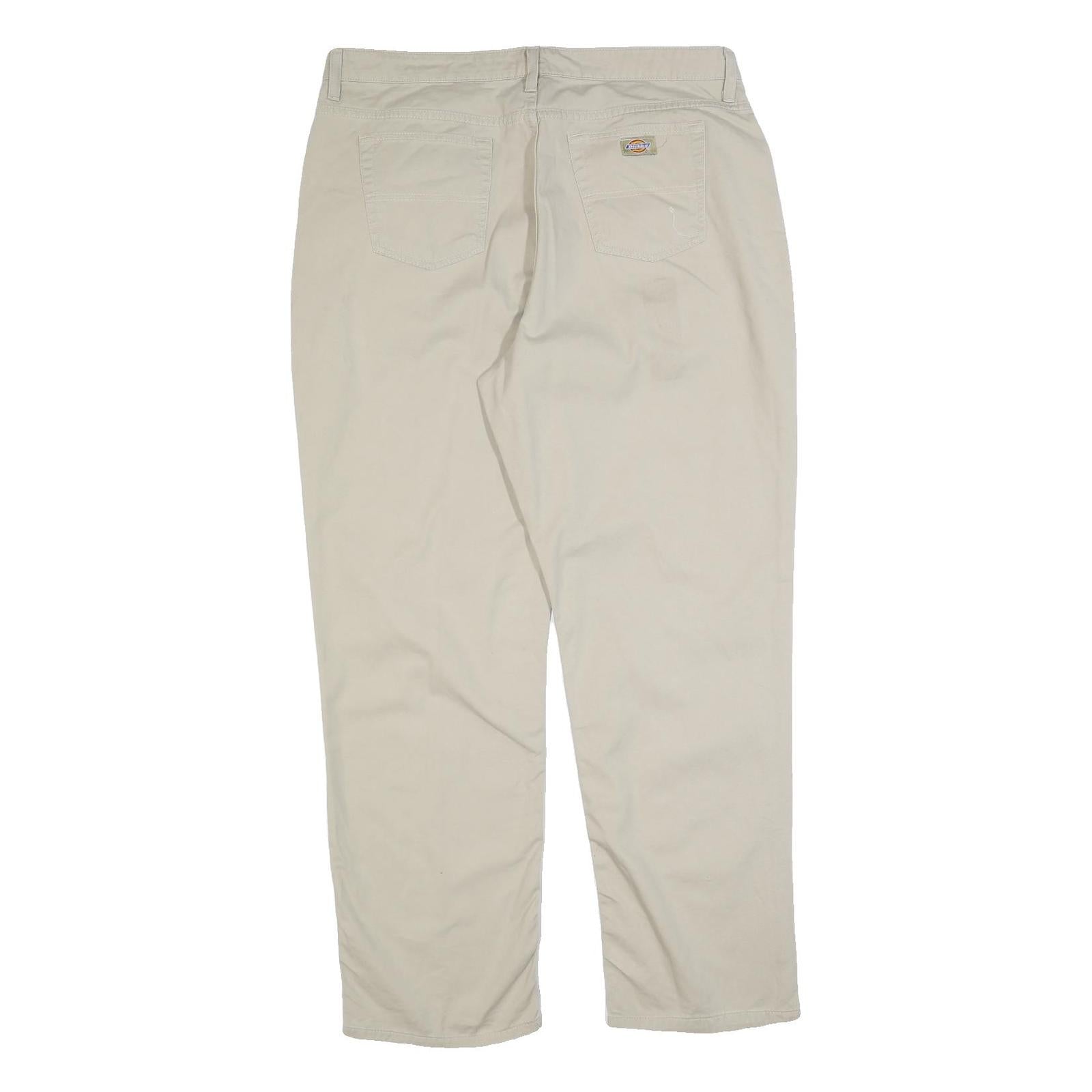 DICKIES Womens Cotton Blend Beige Relaxed Straight Trousers W36 L32 Workwear