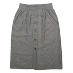 YVES SAINT LAURENT Womens Grey Check Pleated Knee Length Wool Blend Skirt S