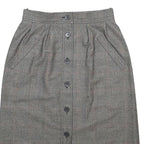 YVES SAINT LAURENT Womens Grey Check Pleated Knee Length Wool Blend Skirt S