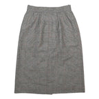 YVES SAINT LAURENT Womens Grey Check Pleated Knee Length Wool Blend Skirt S