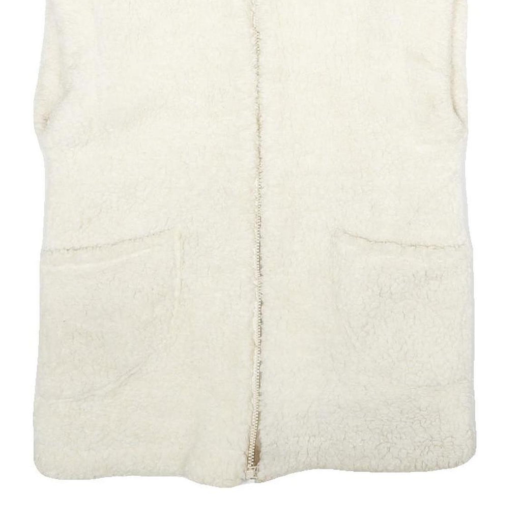 Womens White Ivory Faux Shearling Reversible Sleeveless Zip Up Jacket S Sherpa
