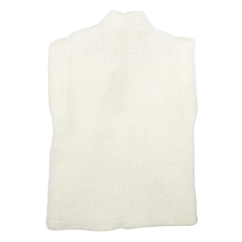 Womens White Ivory Faux Shearling Reversible Sleeveless Zip Up Jacket S Sherpa
