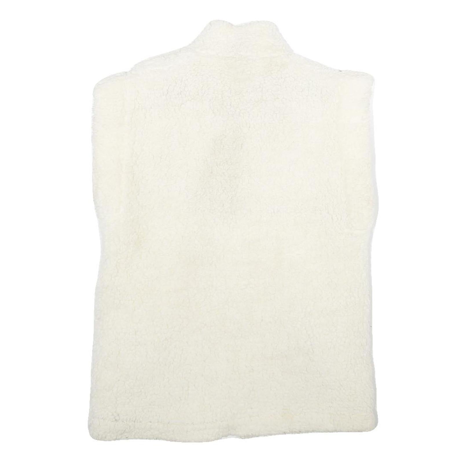 Womens White Ivory Faux Shearling Reversible Sleeveless Zip Up Jacket S Sherpa