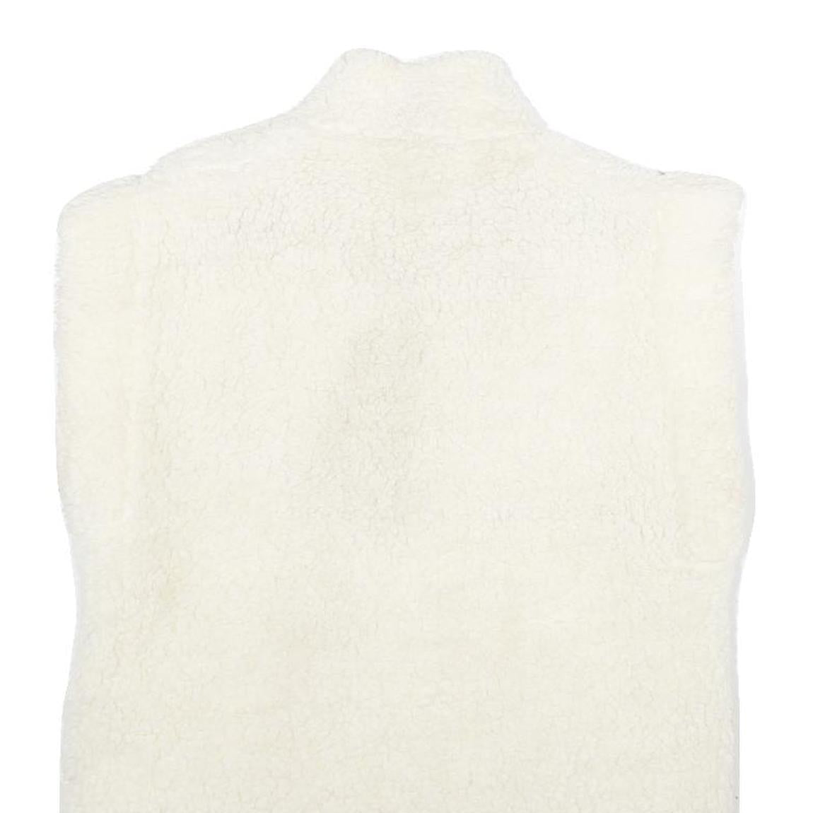 Womens White Ivory Faux Shearling Reversible Sleeveless Zip Up Jacket S Sherpa