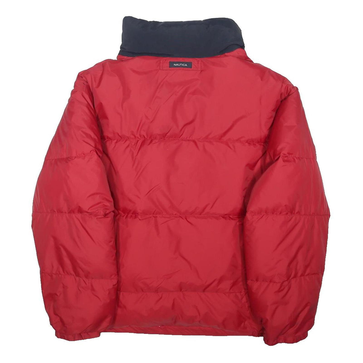 NAUTICA Mens Red & White Reversible Puffer Jacket L Polyester Blend Zip