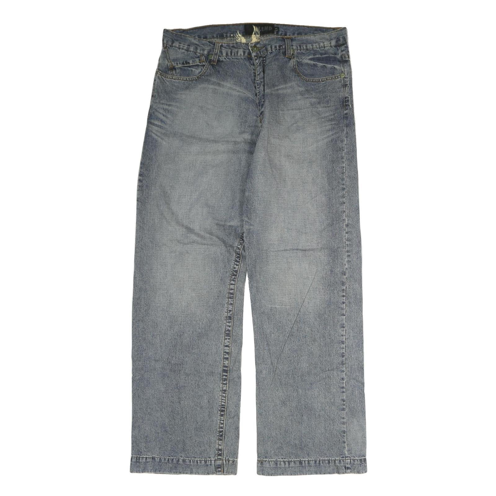 BLEND Mens Regular Fit Blue Denim Jeans W36 L32 Classic Cotton Zip Closure