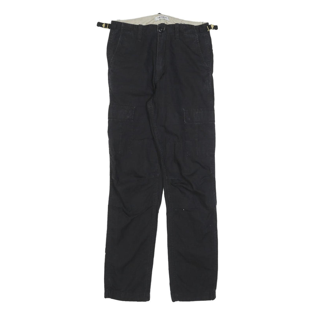 CARHARTT Womens Cotton Blend Black Relaxed Cargo Trousers W26 L32 Workwear