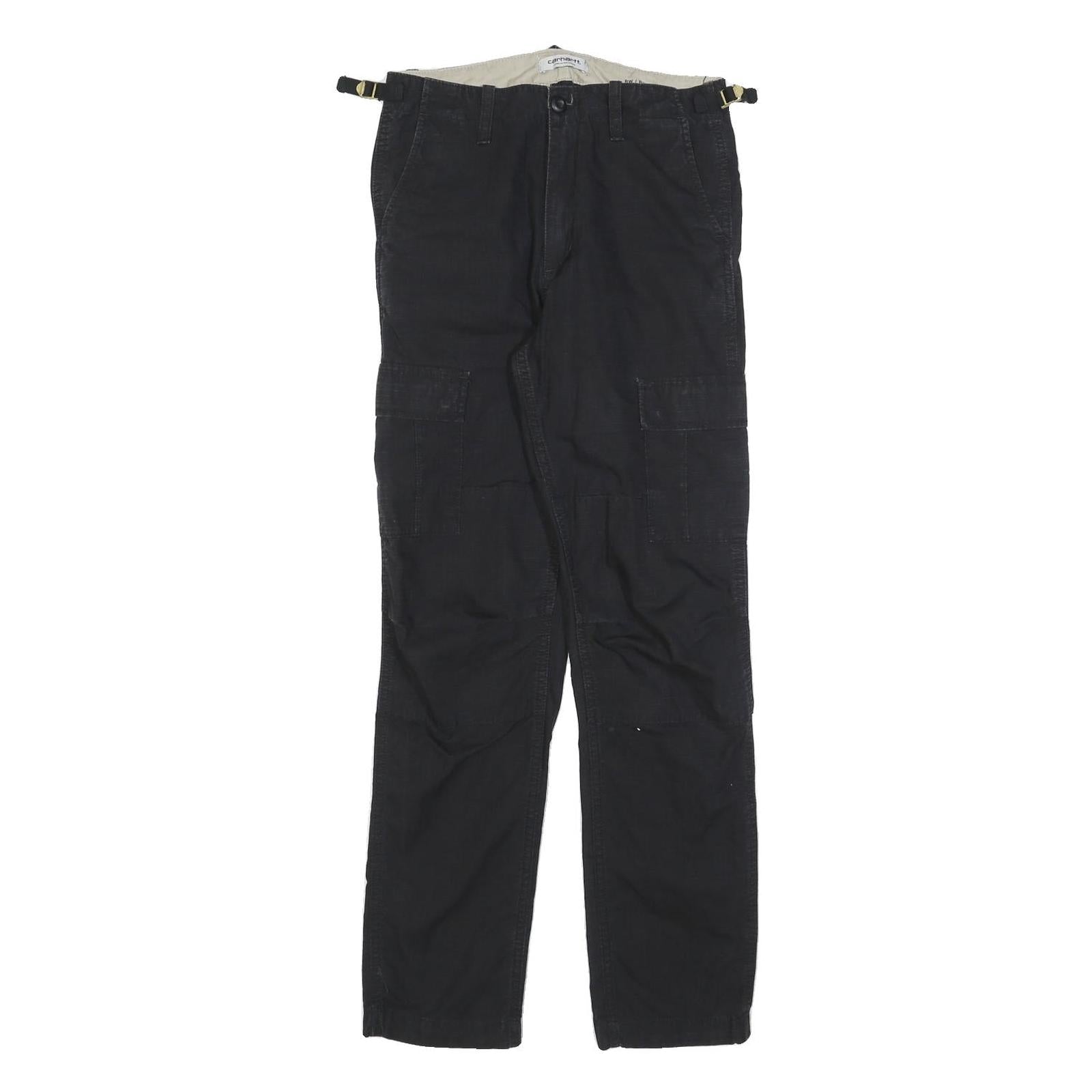 CARHARTT Womens Cotton Blend Black Relaxed Cargo Trousers W26 L32 Workwear