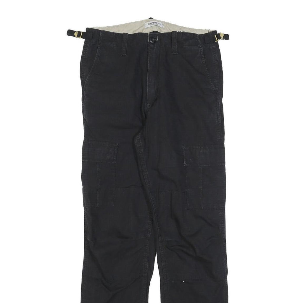 CARHARTT Womens Cotton Blend Black Relaxed Cargo Trousers W26 L32 Workwear