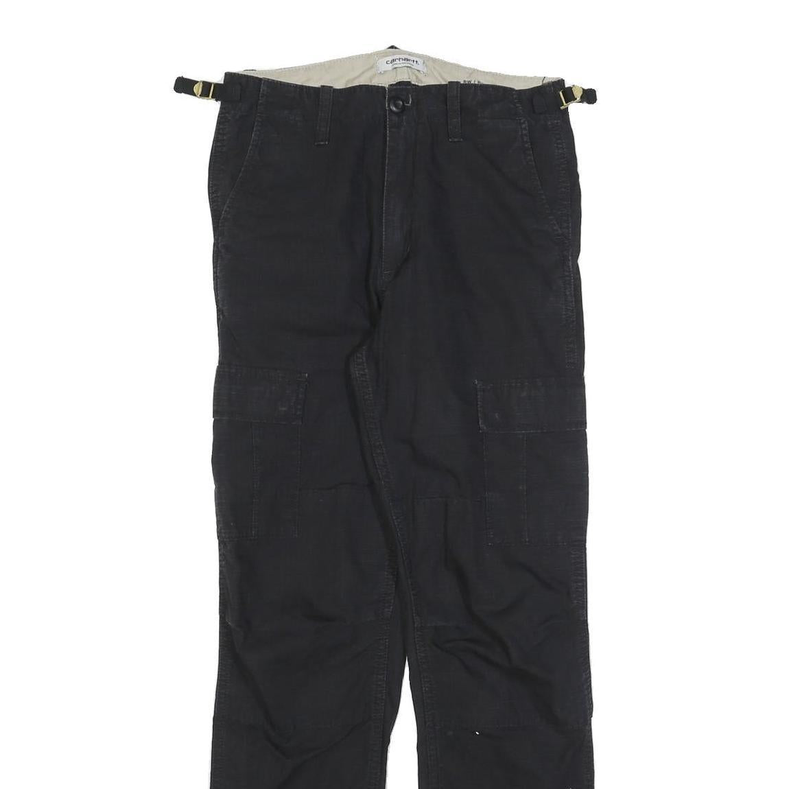 CARHARTT Womens Cotton Blend Black Relaxed Cargo Trousers W26 L32 Workwear