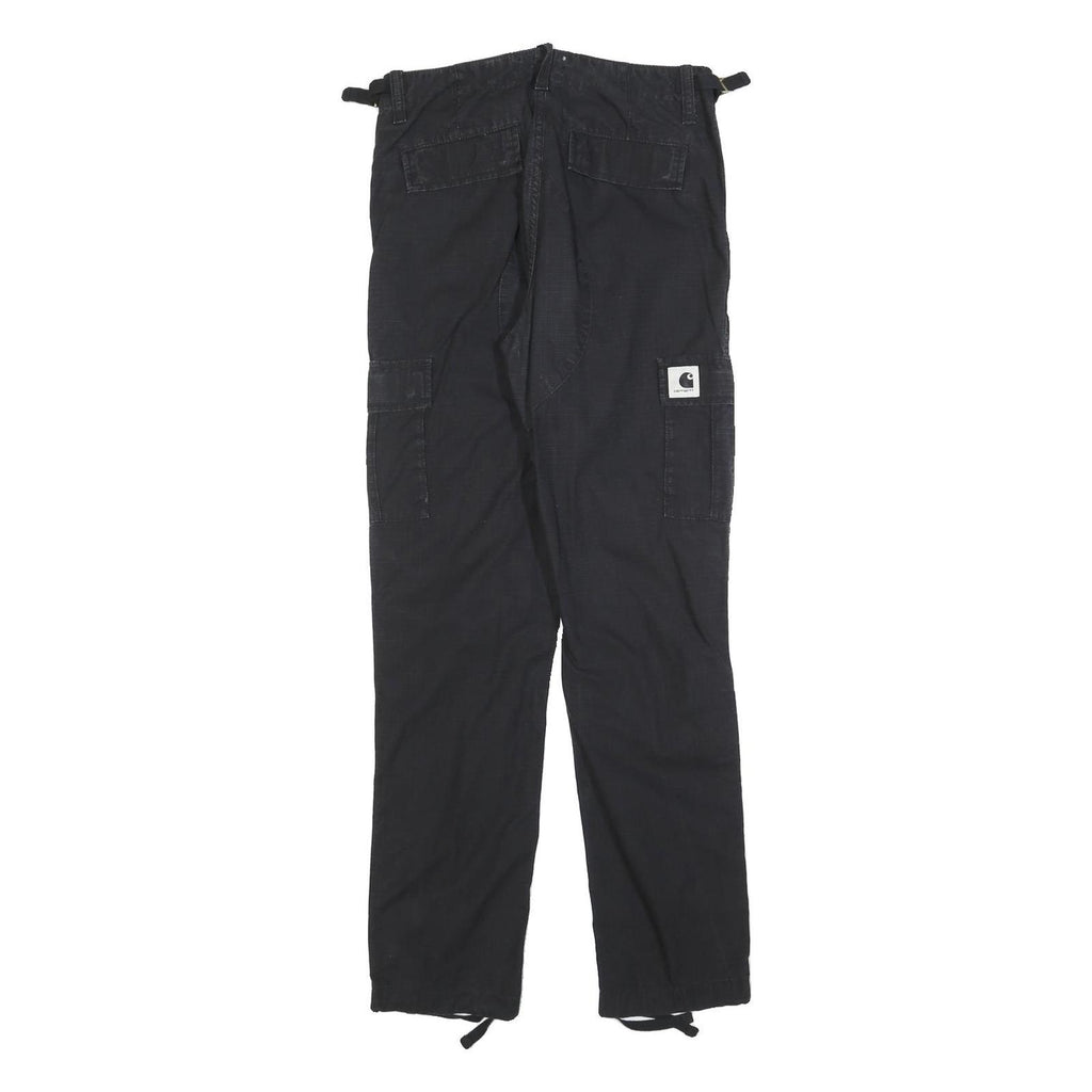CARHARTT Womens Cotton Blend Black Relaxed Cargo Trousers W26 L32 Workwear