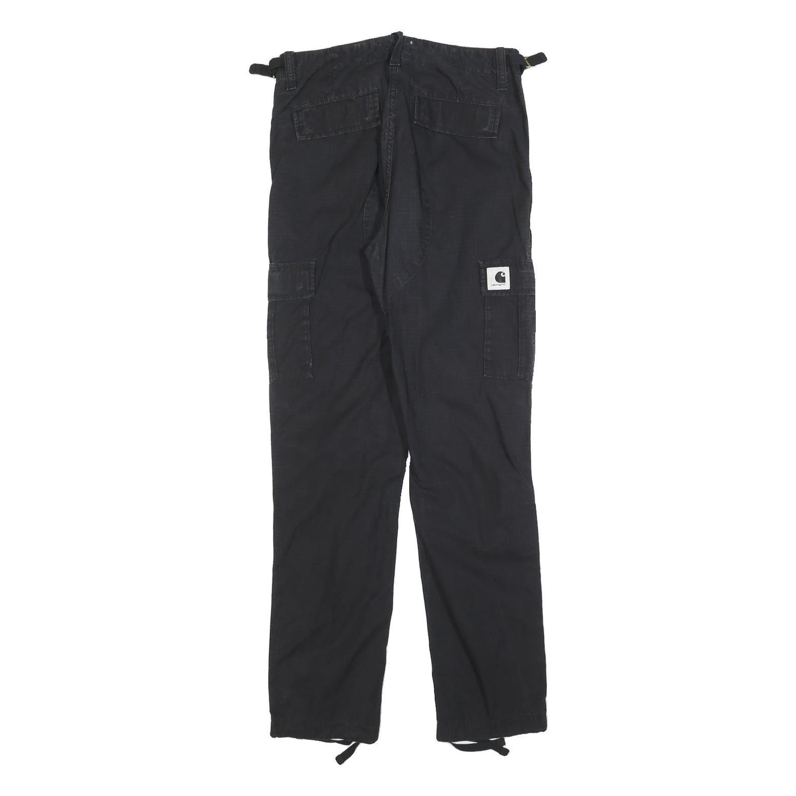CARHARTT Womens Cotton Blend Black Relaxed Cargo Trousers W26 L32 Workwear