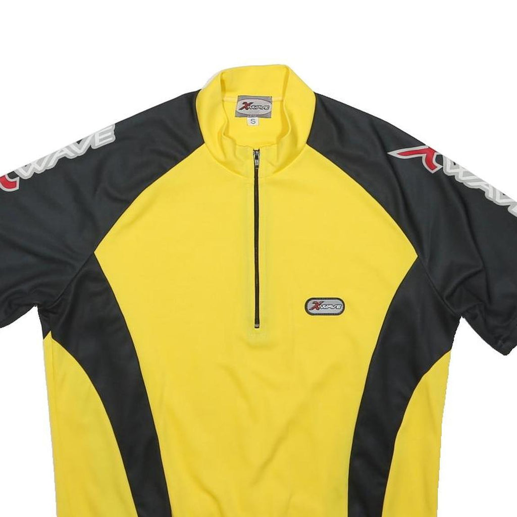 XWAVE Mens Yellow & Black Modern T-Shirt S Short Sleeve Zip Neck