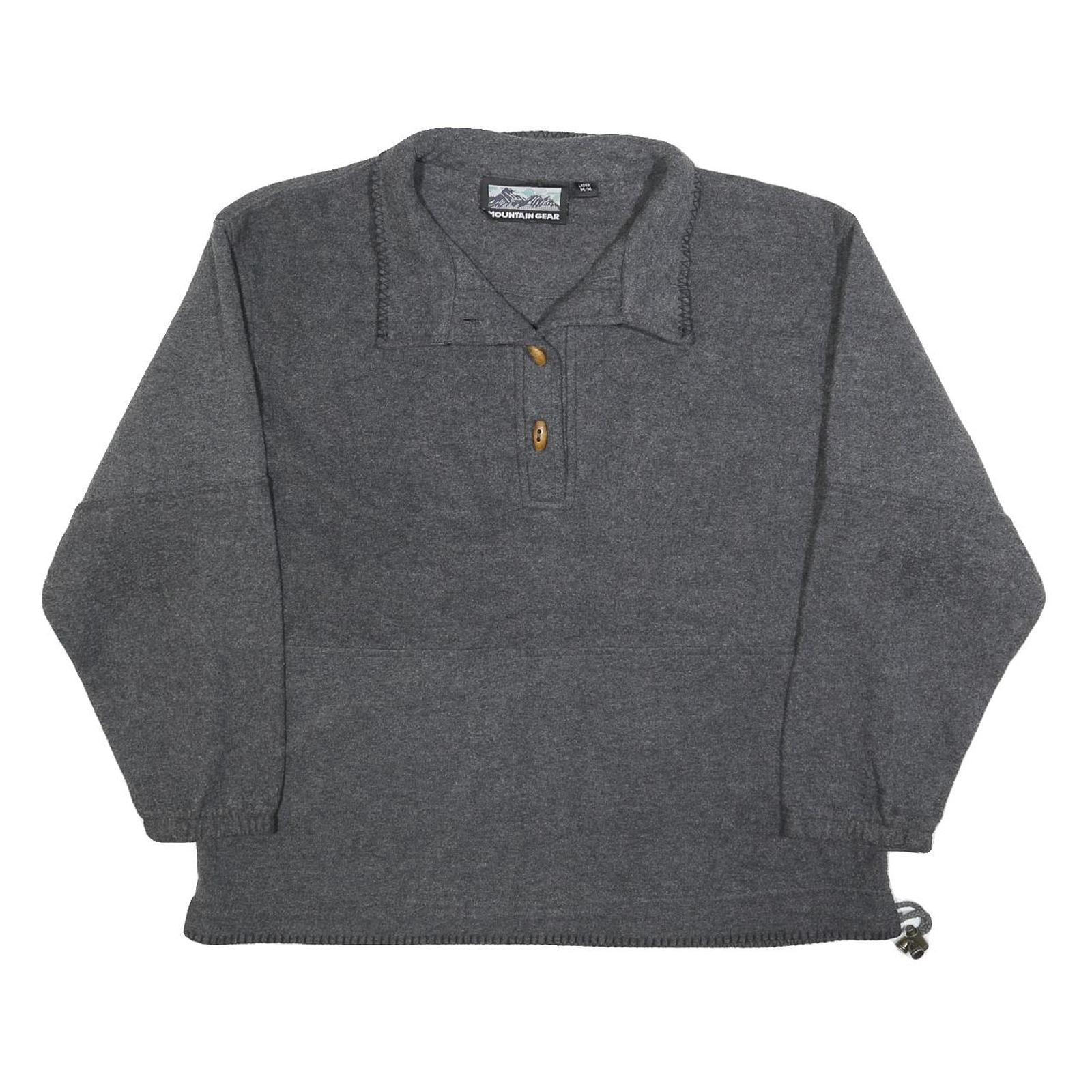 MOUNTAIN GEAR Womens Grey Plain Rugby Collar Polyester Jumper M Outdoor Casual