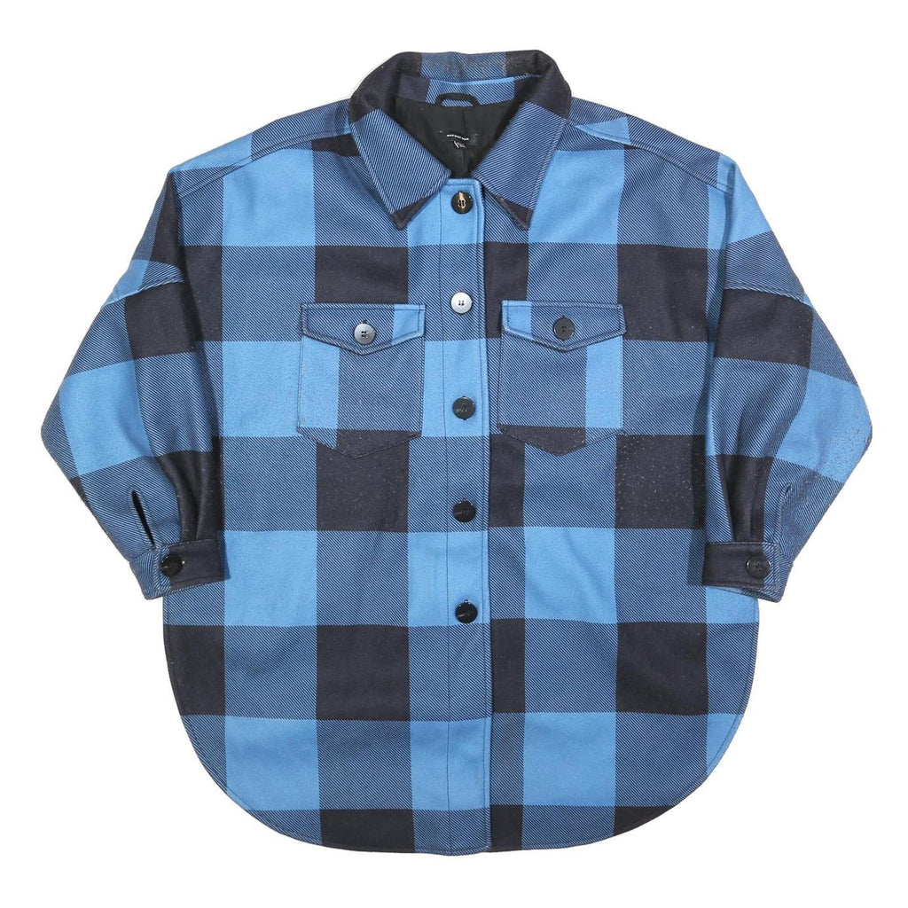 WHO WHAT WEAR Womens Blue & Black Check Jacket UK 14 Polyester Blend Button