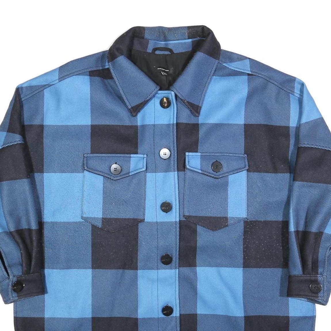 WHO WHAT WEAR Womens Blue & Black Check Jacket UK 14 Polyester Blend Button