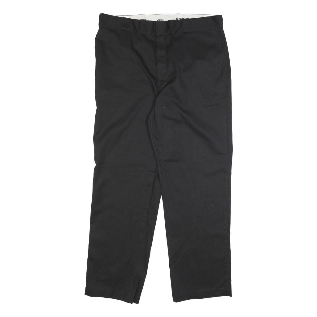 DICKIES Mens Black Regular Fit Straight Leg Cotton Blend Trousers W38 L32
