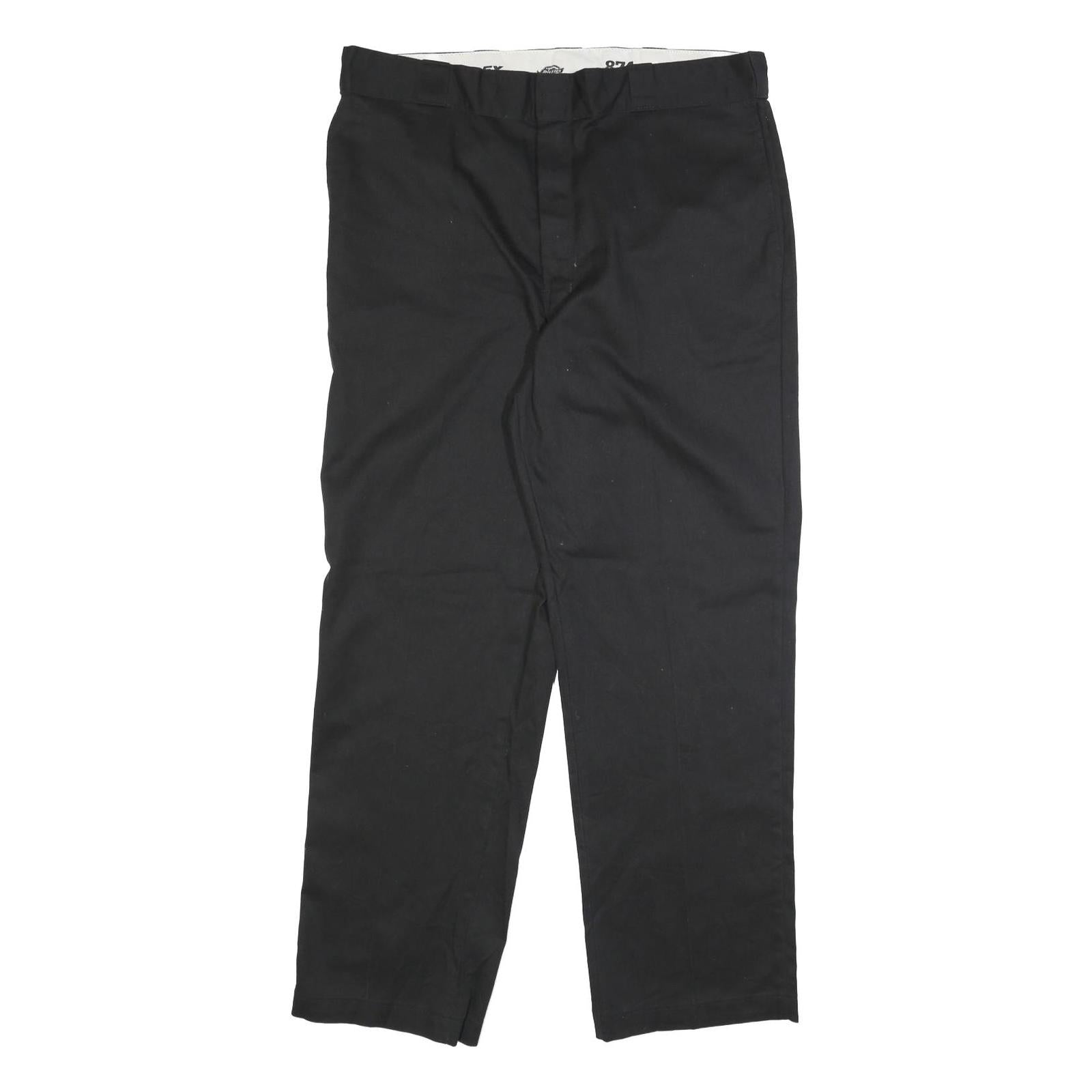 DICKIES Mens Black Regular Fit Straight Leg Cotton Blend Trousers W38 L32