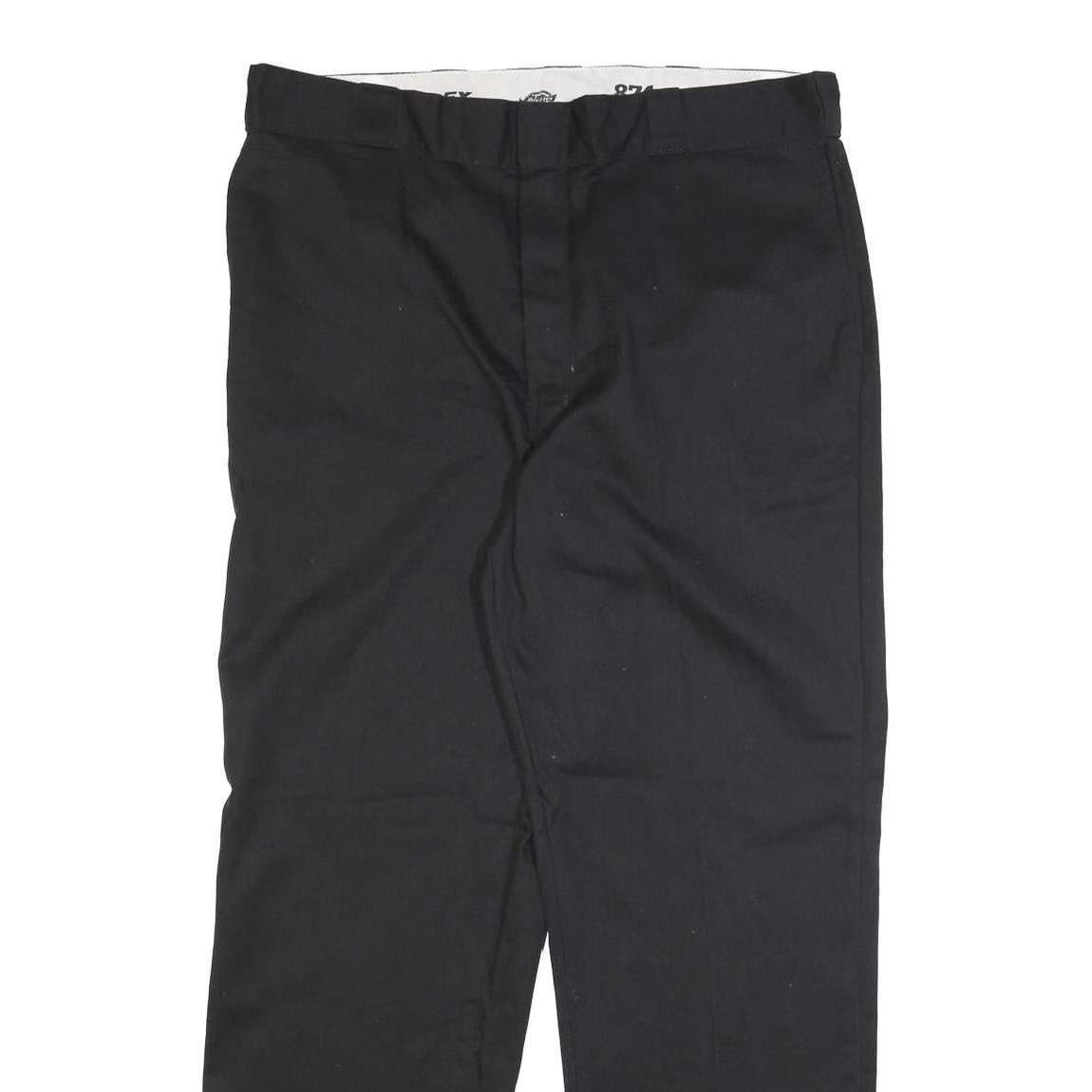 DICKIES Mens Black Regular Fit Straight Leg Cotton Blend Trousers W38 L32