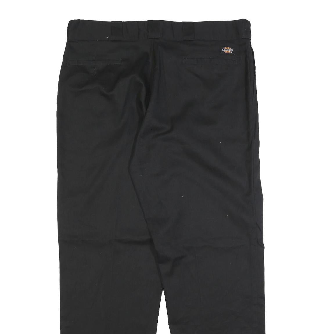 DICKIES Mens Black Regular Fit Straight Leg Cotton Blend Trousers W38 L32
