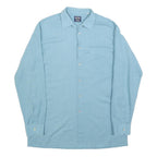 BARBADOS Mens Blue Cotton Shirt M Classic Long Sleeve Button Shirt Casual