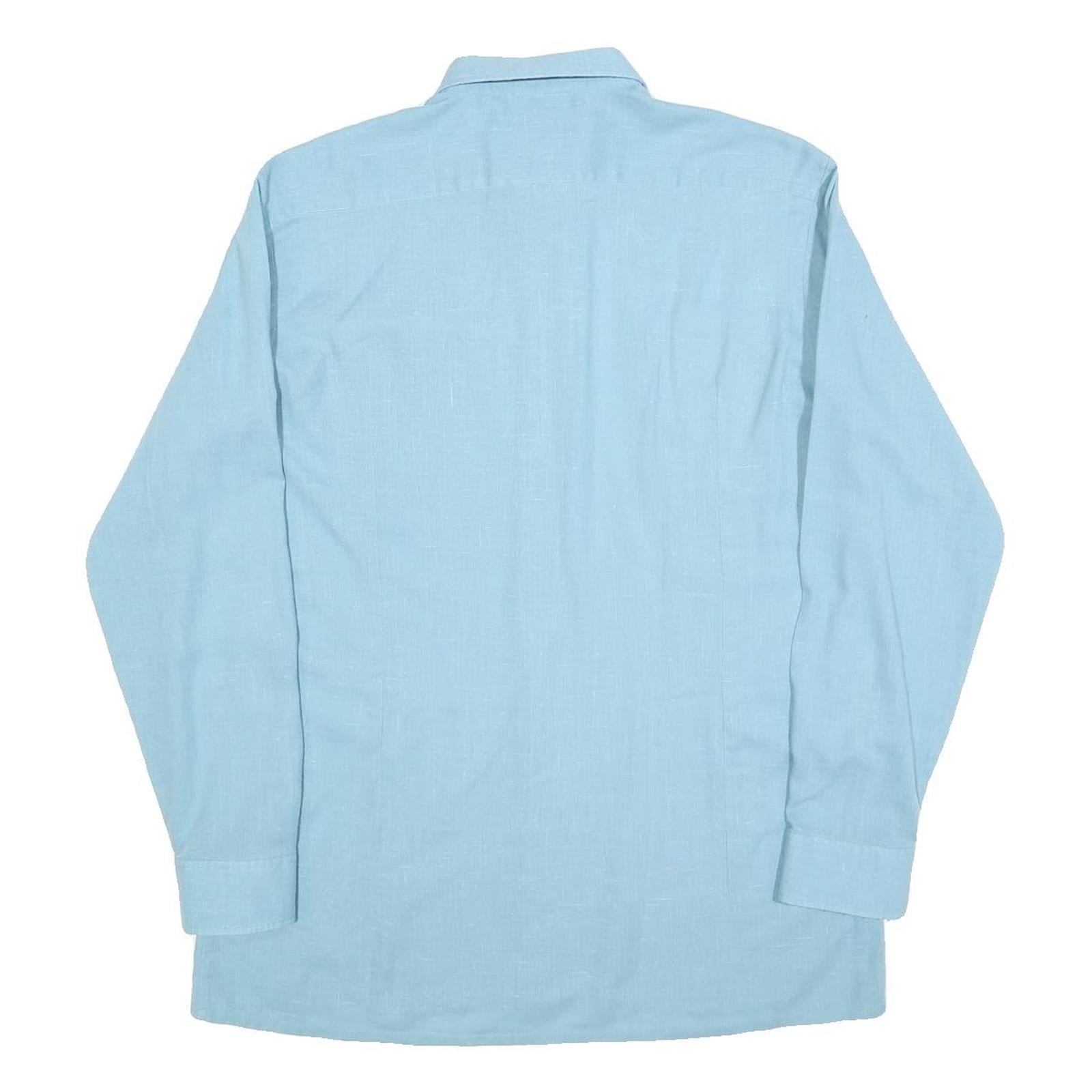 BARBADOS Mens Blue Cotton Shirt M Classic Long Sleeve Button Shirt Casual